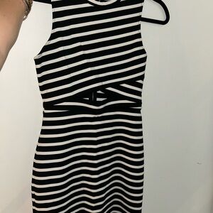 Express Black and White Asymmetrical Dress